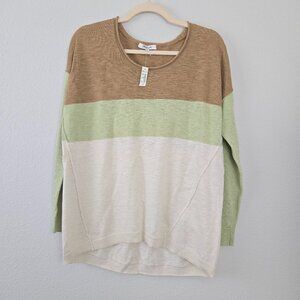 Madewell Palmdale Linen Blend Colorblocked Slouchy Pullover Sweater NWT Size XXS
